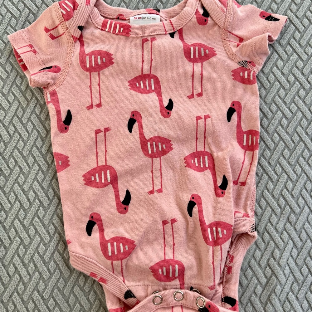 SOLD — Hanna Andersson Pink Flamingo Print Kids One Piece